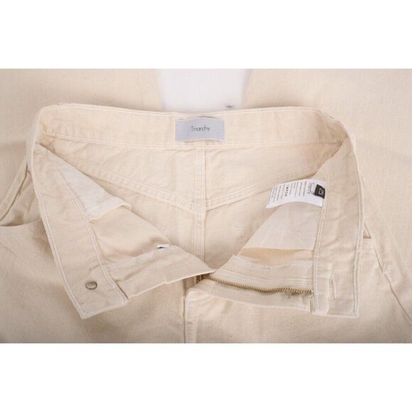 Triarchy Womens Wide Leg Cropped Gaucho Jeans Off White Ivory US 0 EU 25 New - Picture 6 of 8